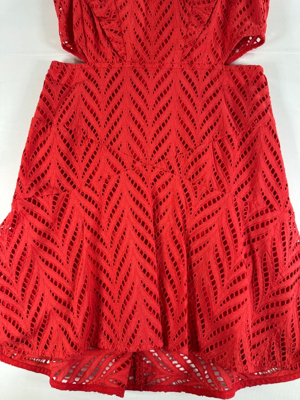 Bardot Red Eyelet Ruffle Cutout Fit & Flare Mini Dress US 6 - Picture 16 of 16